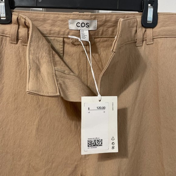 COS Pants Tan Beige Trousers NWT Work Office Textured Women's Straight Slim 14 - Picture 3 of 8